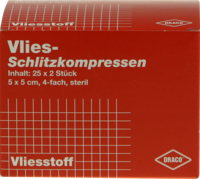 SCHLITZKOMPRESSEN Vlies 5x5 cm steril 4fach